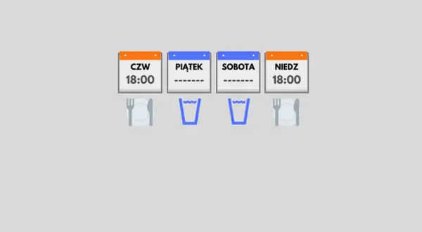 Dieta oczyszczająca 3-dniowa przepisy: czwartek, piątek, sobota, niedziela. Czas posiłków 18:00.
